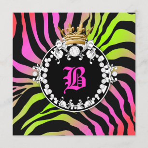311 Diamond Medallion Zebra Neon Cherry Invitation