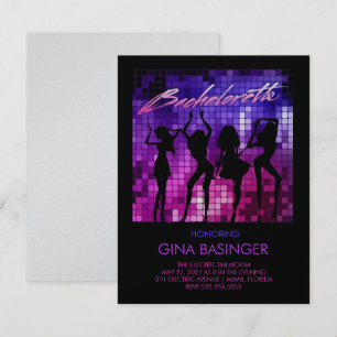 311 Disco Bachelorette Dancing Girls Metallic Invitation