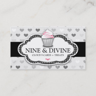 311 Divine Grey Hearts Cupcake Business Card