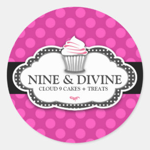 311 Divine Pink Dots Cupcakes Classic Round Sticker