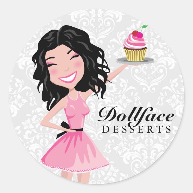 311 Dollface Desserts Kohlie Damask Classic Round Sticker (Front)