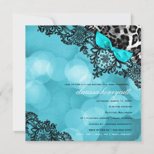 311 Dream in Lights Leopard & Lace Aqua Invitation