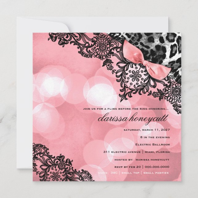 311 Dream in Lights Leopard & Lace Sweet Pink Invitation (Front)