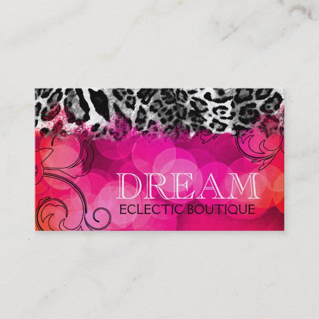 311 Dream in Lights Pink Leopard Business Card (Front)