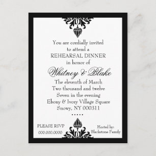 311 EBONY IVORY DAMASK INVITATION