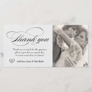 311 Elegant Thank You Grey Photo Card with Heart