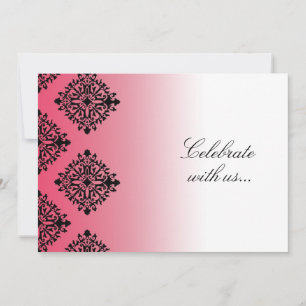 311-Emiliana Passion Pink & Black Damask Invitation