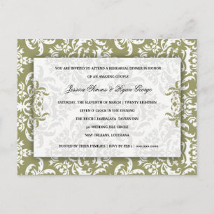 311 Emmy Damask Moss Invitation Postcard