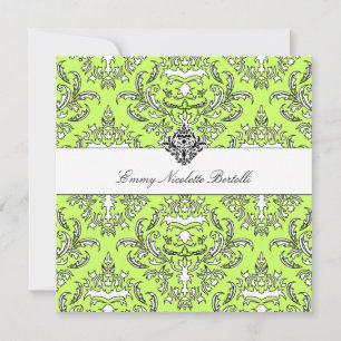 311-Emmy Lime Damask Invitation