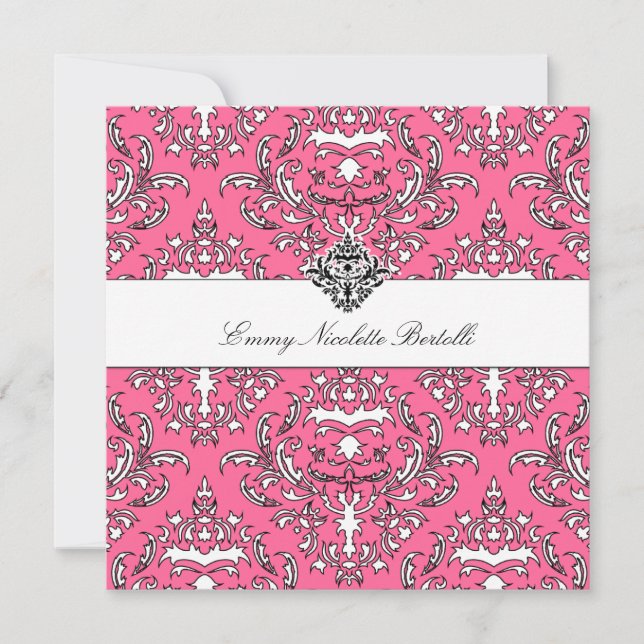 311-Emmy Pink Delish Damask Invitation (Front)