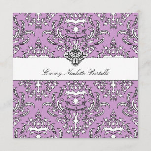 311-Emmy Purple Damask Invitation