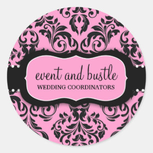 311 Event & Bustle Pink Liquorice Damask Classic Round Sticker