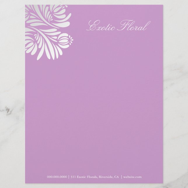 311-Exotic Floral | Purple Customized Letterhead (Front)