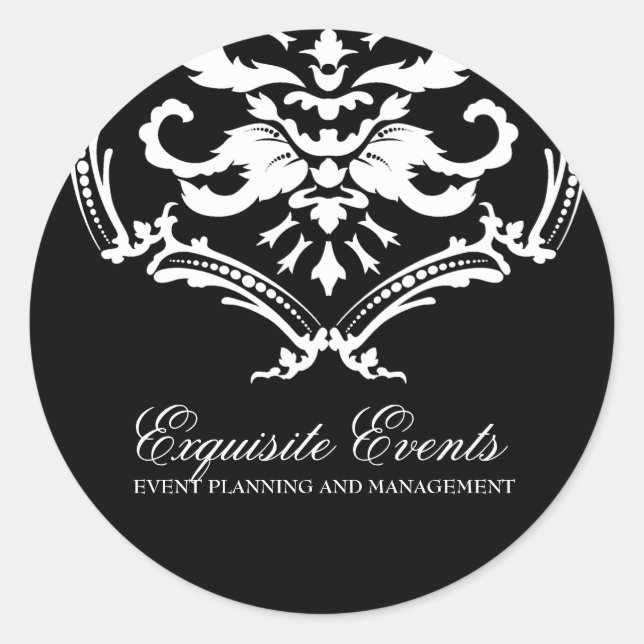 311-Exqusite Black Damask Stickers (Front)