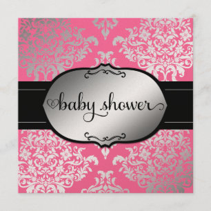 311 Faux Silver Lux Damask Invitation