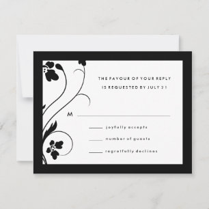 311-Floral High-Rise RSVP   Black & White Card