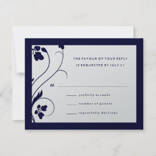 311-Floral High-Rise RSVP   Metallic Midnight Blue Card