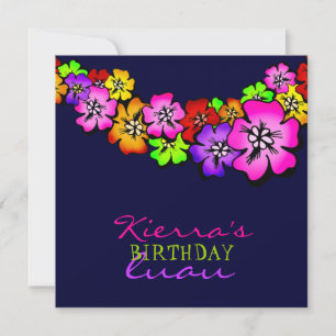 311 Flower Shower Lei Invitation Dark Navy Blue