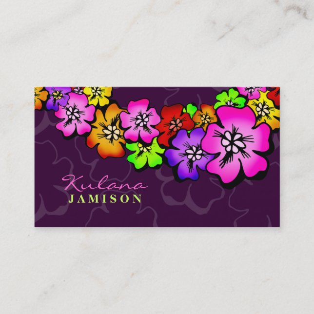 311-Flower Shower Lei | Purple Business Card (Front)