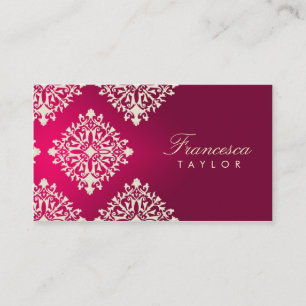 311-Francesca Hot Pink et Maroon Damask Business Card