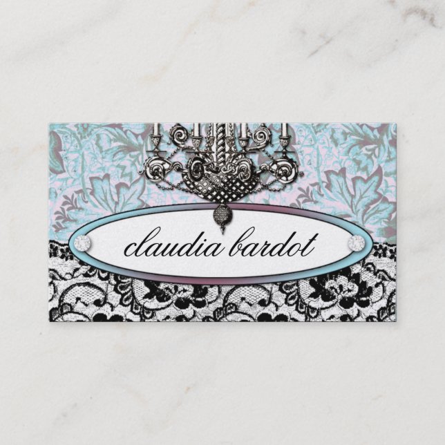 311-Frenchie Budoir | Vintage Turquoise Business Card (Front)