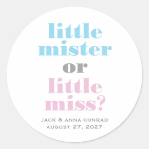 311 Gender Reveal Little Mister, Little Miss Classic Round Sticker