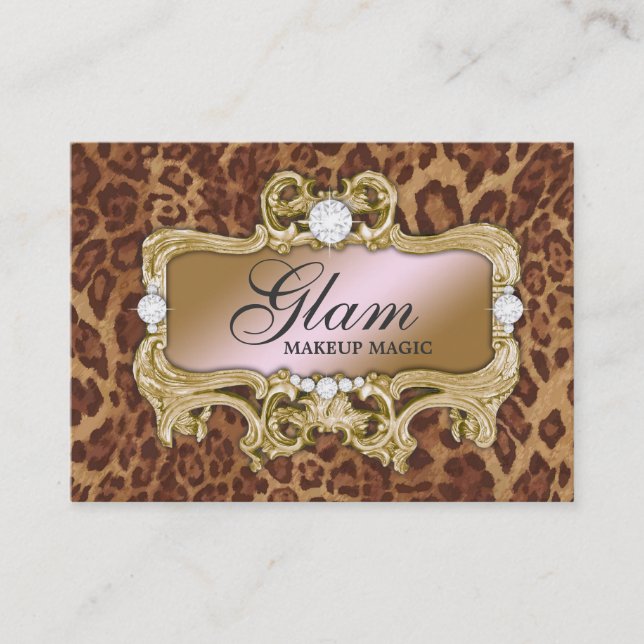 311 Glam Crazy Pink Gold Leopard Business Card (Front)