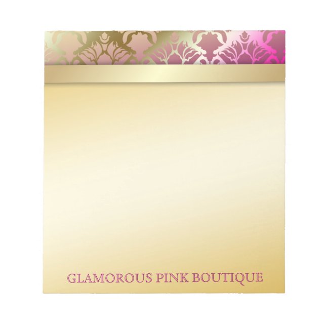 311 Glamourous Golden Pink Damask Notepad (Front)