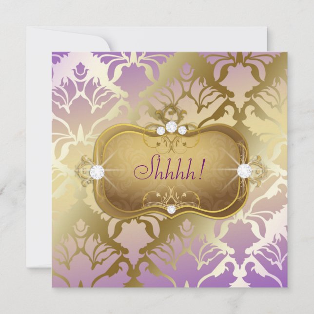 311 Glamourous Lilac Damask Surprise Invitation (Front)