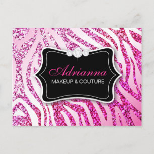 311 Glitter Zebra Pink Gift Certificate Postcard