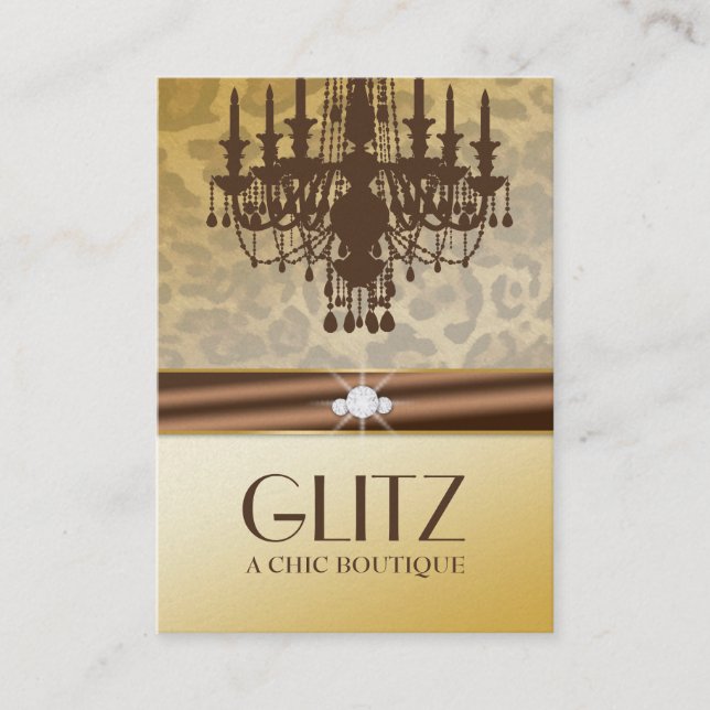311-Glitz Boutique - Leopard Diamond Chocolate Business Card (Front)