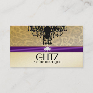 311 Glitz Boutique Leopard Diamonds Eggplant Business Card