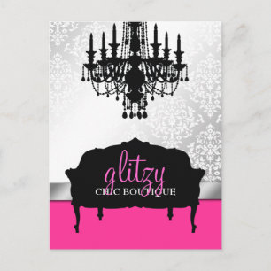 311-Glitzy Chic Boutique Hot Pink Postcard