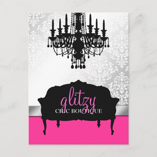 311-Glitzy Chic Boutique Hot Pink Postcard (Front)