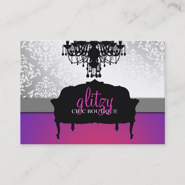 311 Glitzy Chic Boutique Purple Radiance Business Card (Front)