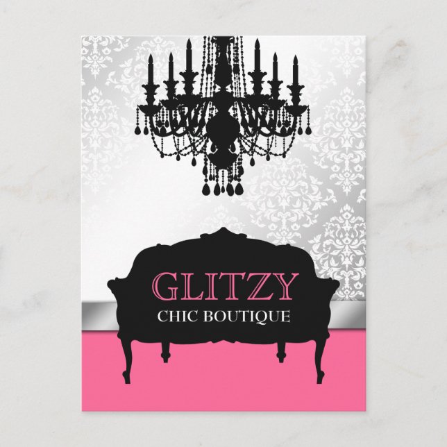 311-Glitzy Chic Boutique - Rose Pink Vertical Postcard (Front)