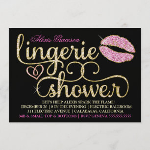 311 Glitzy Sparkle Bachelorette Blac Kiss Metallic Invitation