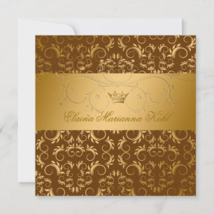 311-Golden diVine Chocolate Sweet 16 Invitation