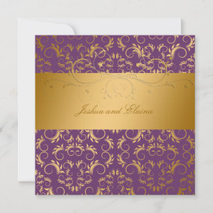 311-Golden diVine Eggplant Purple 5.25 x 5.25 Invitation