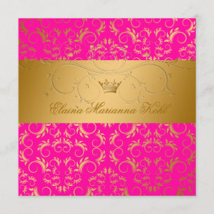 311-Golden diVine Passion Pink Sweet 16 Invitation