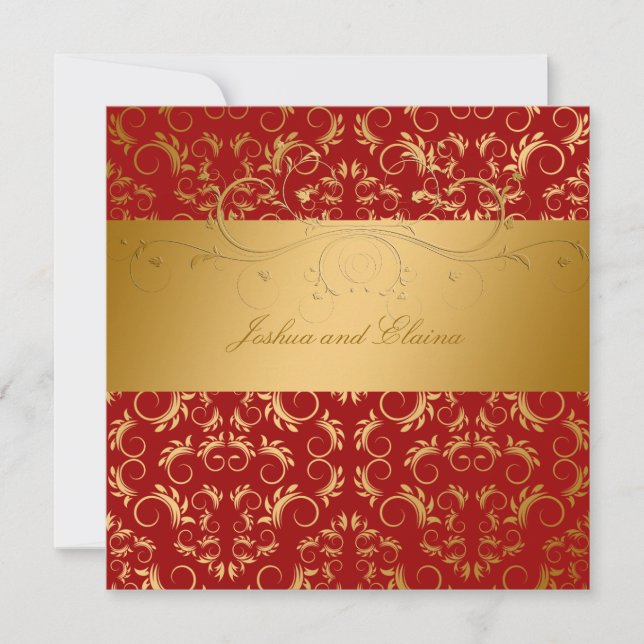 311-Golden diVine Sweet Cherry Red 5.25 x 5.25 Invitation (Front)