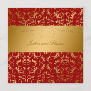 311-Golden diVine Sweet Cherry Red 5.25 x 5.25 Invitation