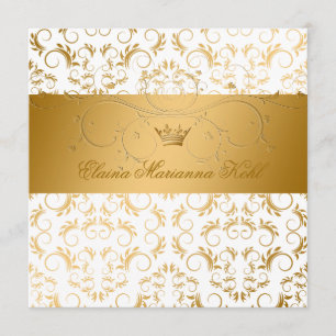 311-Golden diVine White Delight Sweet 16 Invitation