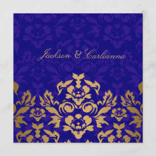 311 Golden Flame Square Royal Blue Gold Invitation