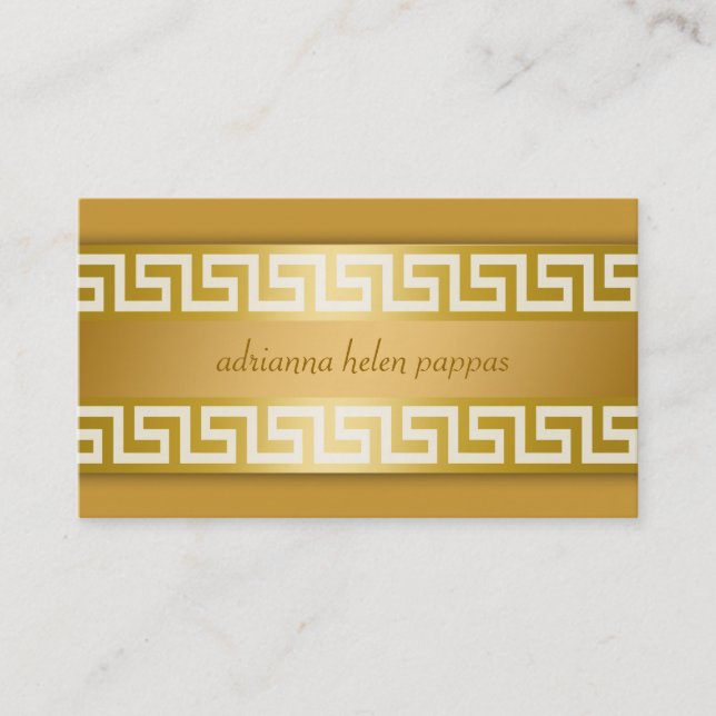 311-Golden Greek Key Business Card (Front)