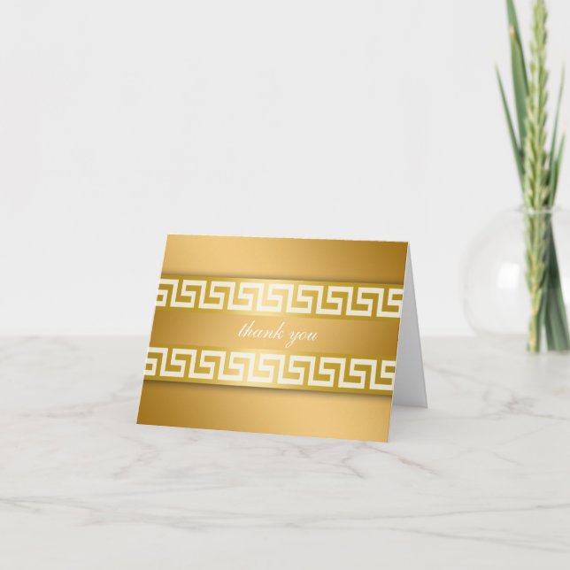 311-Golden Greek Key Thank You Card (Front)