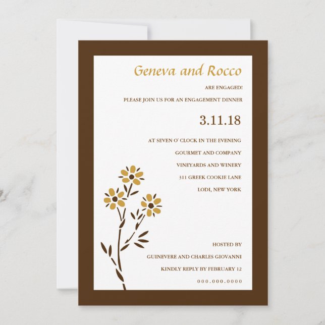 311-GOLDEN PASSION FLOWER INVITATION (Front)
