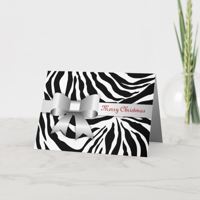 311-Golden Red Zebra Photo Christmas Card (Front)