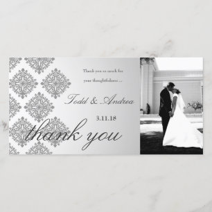 311-Grey Damask Thank You Photo Card