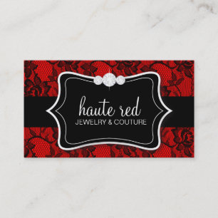 311 Haute Black Lace & Diamonds Red Back Business Card